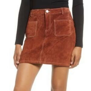 BLANK NYC Leather Suede Midi  Skirt